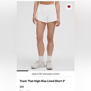Lululemon Track That High Rise White Shorts